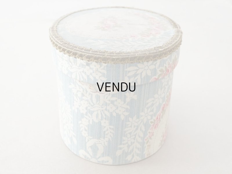 画像5: アンティーク 薔薇の花かごのメダイヨン カルトナージュボックス サックスブルー