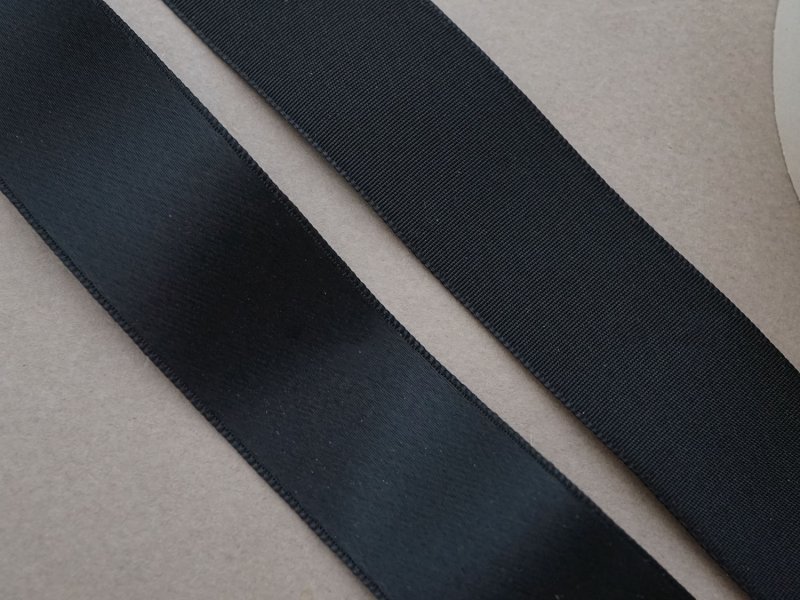 画像3: 未使用 アンティーク リボン サテン&グログランのダブルフェイス 10m 2.6cm幅 黒