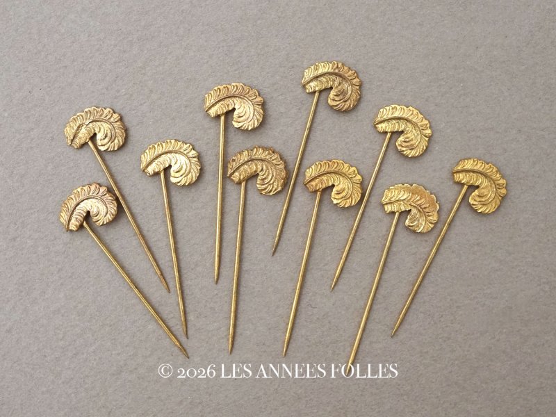 画像1: 1900年頃 アンティーク フェザーのエパングル ゴールド 10ピースのセット