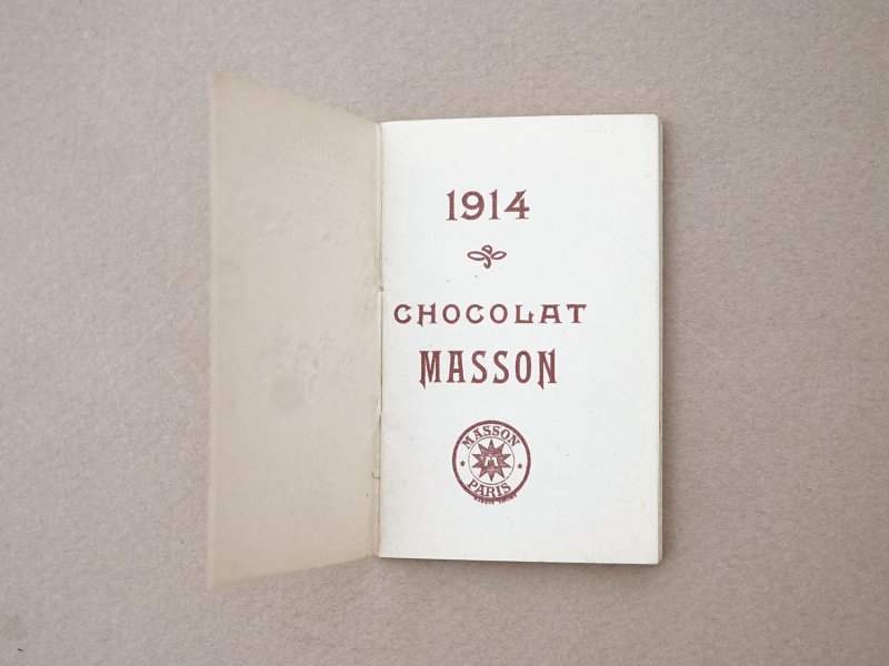 画像4: 1914年 アンティーク ローズパニエ＆薔薇のガーランド 小さなカレンダーのカルネ  - CHOCOLAT MASSON -