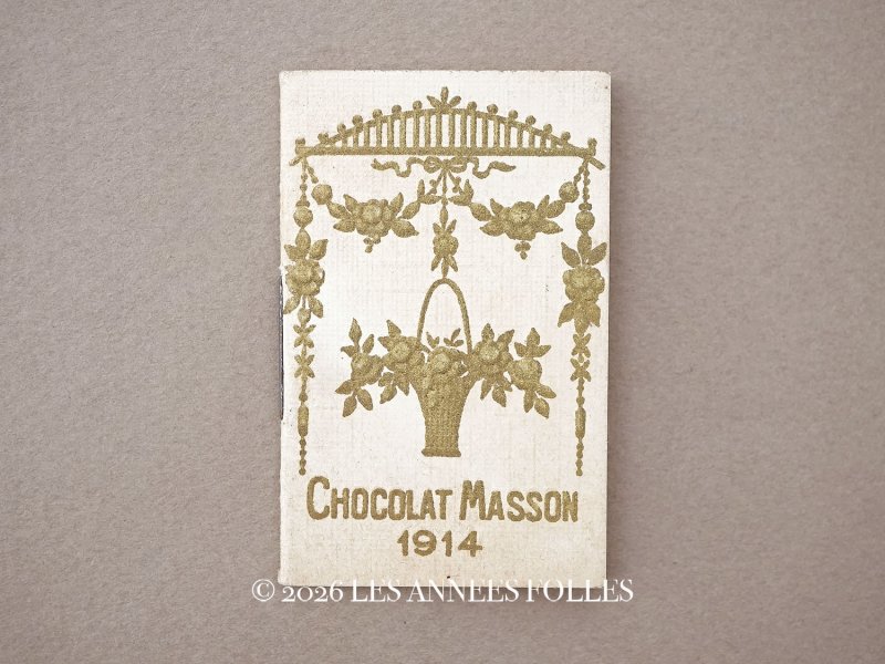 画像1: 1914年 アンティーク ローズパニエ＆薔薇のガーランド 小さなカレンダーのカルネ  - CHOCOLAT MASSON -