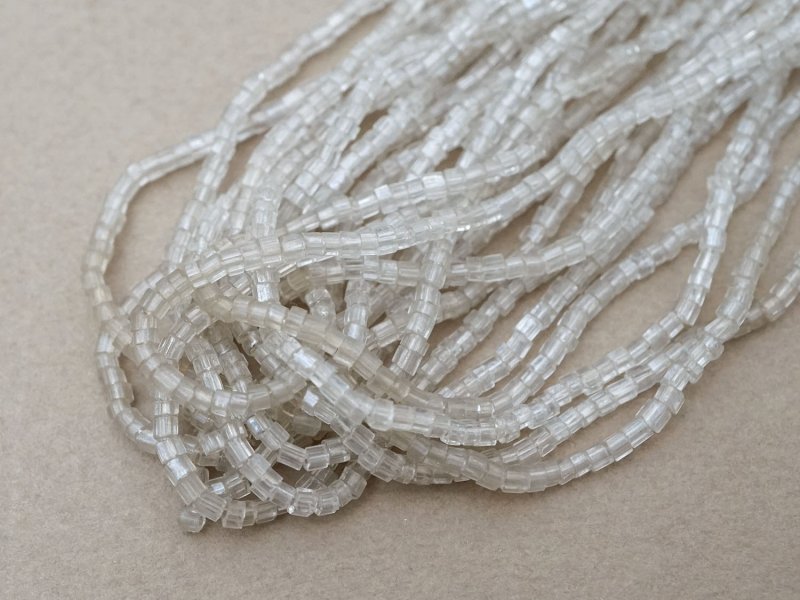 画像6: アンティーク ガラス製 クリア カット入り 六角形 シードビーズ 1cm=6.5粒 31〜38g