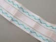 画像4: 19世紀 アンティーク シルク製 リボン  ピンク ブルーの花のガーランド  45cm 3.1cm幅 (4)