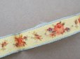 画像3: アンティーク 薔薇模様のリボン 45cm 1.3cm幅 レモン色 (3)