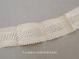 画像1: ＊蚤の市＊アンティーク シルク製 格子の透かし柄 スカラップリボン ライトベージュ 95cm (1)