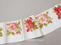 19世紀 アンティーク シルク製 幅広リボン ベルベットの薔薇模様  175cm 13cm幅