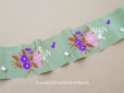 画像1: ＊蚤の市＊19世紀 アンティーク シルク製  花束の刺繍入り 幅広リボン 鈴蘭 1.9m (1)