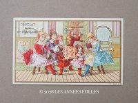 アンティーク クロモ 少女とドールの夜の集い  LES VEILLEES L'ETUDE  - CHOCOLAT DE LA Cie TRANCAISE -