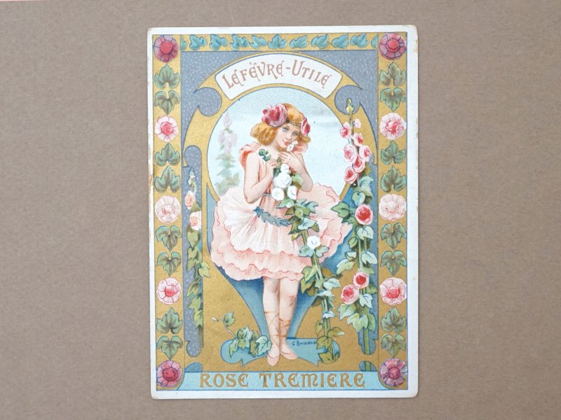 画像2: アンティーク 『LU』 クロモ 花の妖精 タチアオイ ROSE TREMIERE - LEFEVRE-UTILE -