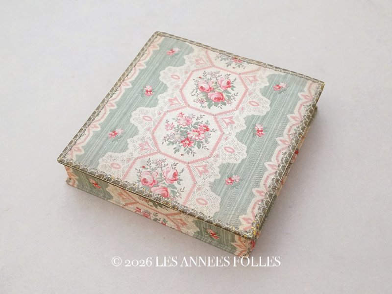画像1: 1900年頃 アンティーク 薔薇模様　カルトナージュボックス 