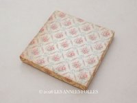 アンティーク ピンクの薔薇&ブルーのリボン ハンキーケース リボン付 カルトナージュボックス