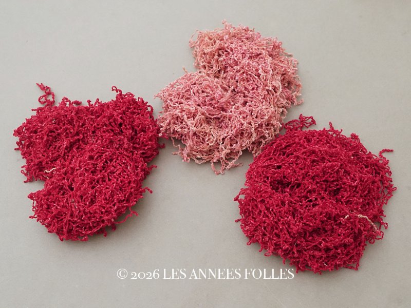 画像1: ＊蚤の市セット＊アンティーク 刺繍用 シルクベルベットの紐 3点セットシェニール糸 シュニーユ糸 