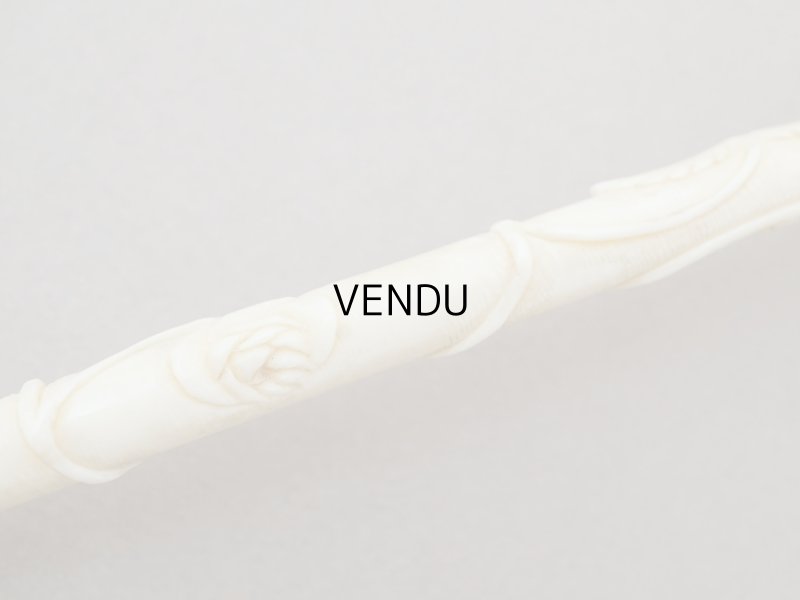 画像15: 19世紀末 アンティーク 日傘 パラソル 薔薇の彫刻i&モノグラム入り シルク製 キャメルベージュ 