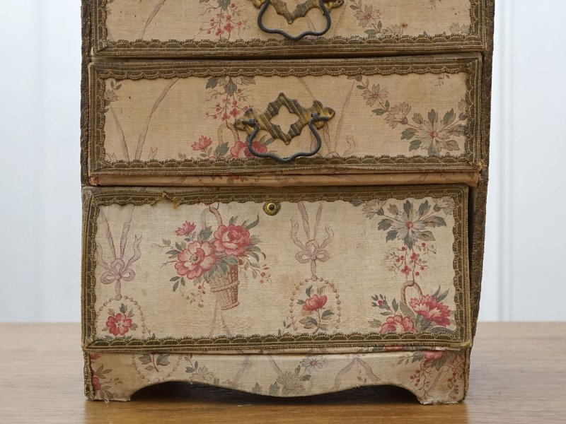 画像4: 1900年頃  アンティーク カルトナージュチェスト  薔薇の花かご ローズバスケット