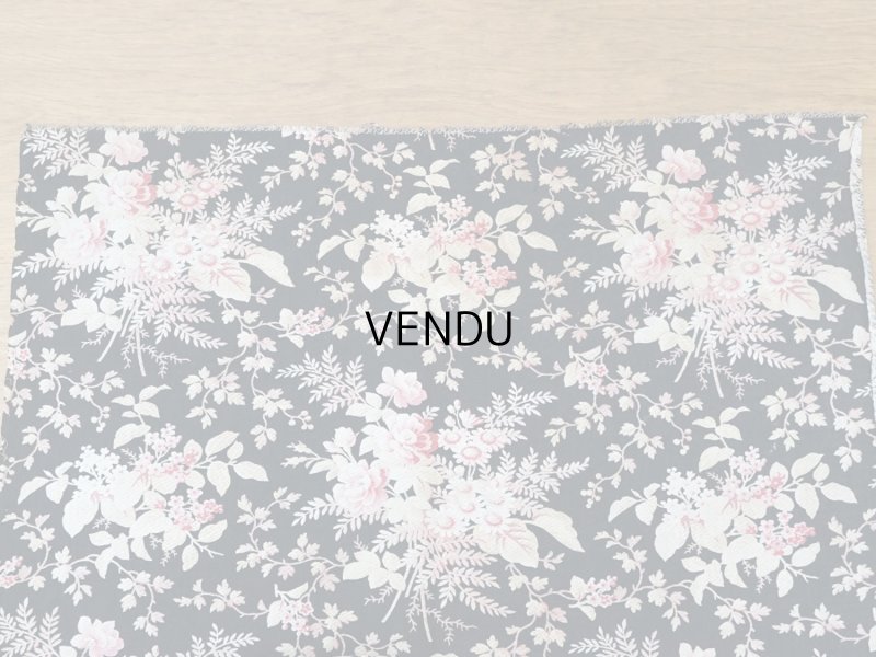 画像14: 19世紀末 アンティーク ナポレオン3世時代 コットン ファブリック 花模様  205 × 80cm