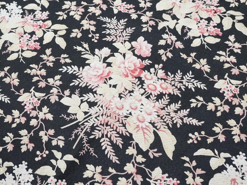 画像2: 19世紀末 アンティーク ナポレオン3世時代 コットン ファブリック 花模様  205 × 80cm