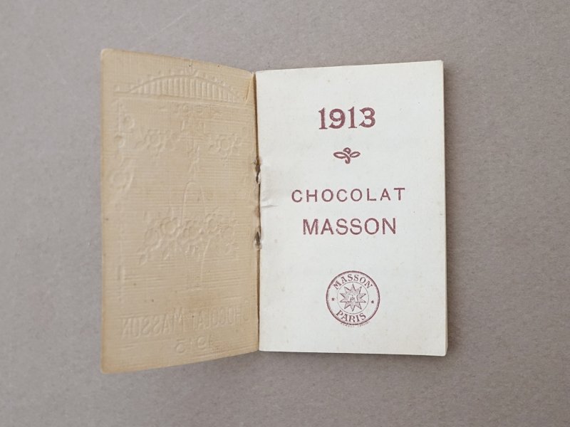 画像2: 1913年 アンティーク ローズパニエ＆薔薇のガーランド 小さなカレンダーのカルネ  - CHOCOLAT MASSON -