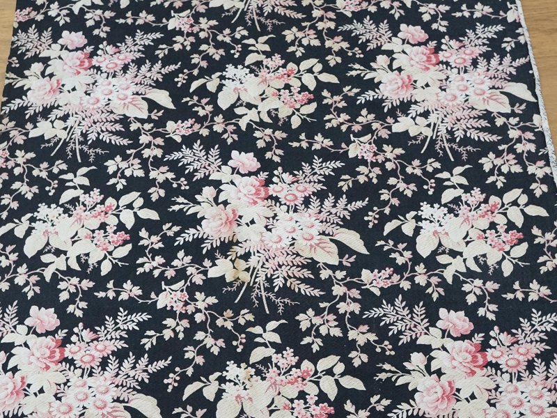 画像15: 19世紀末 アンティーク ナポレオン3世時代 コットン ファブリック 花模様  205 × 80cm