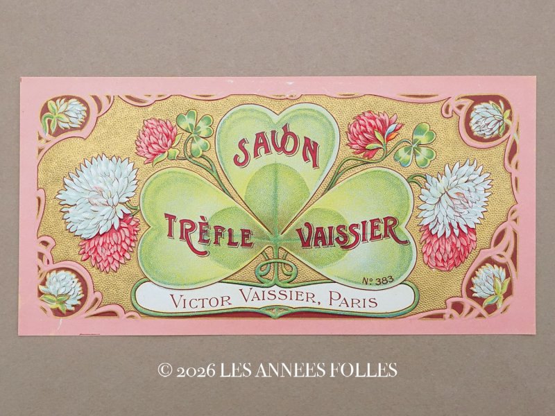 画像1: アンティーク ソープラベル クローバー SAVON TREFLE VAISSIER - VICTOR VAISSIER PARIS -