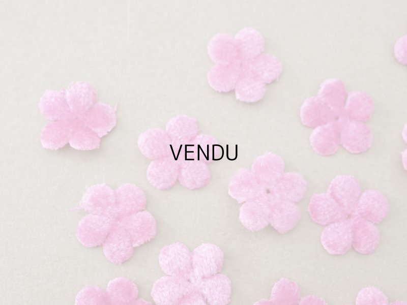 画像3: アンティーク ベルベットの布花 ピンク 21ピースのセット 15mm