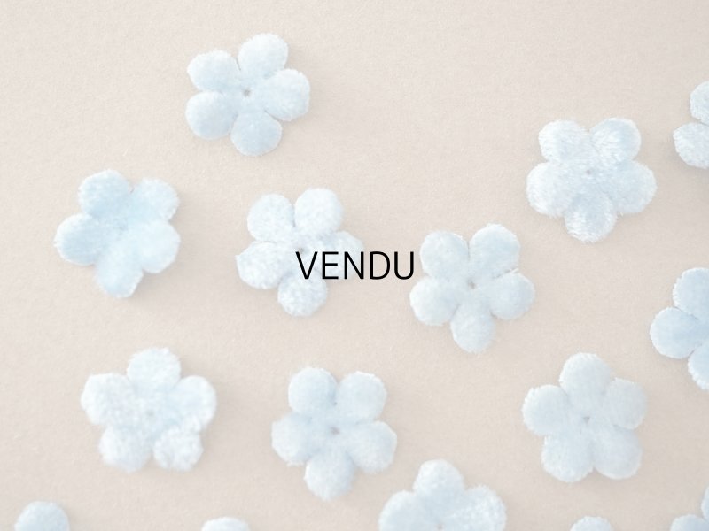 画像3: アンティーク ベルベットの布花 水色 30ピースのセット 15mm