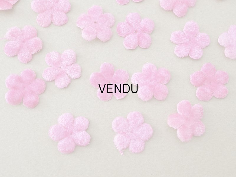 画像5: アンティーク ベルベットの布花 ピンク 21ピースのセット 15mm