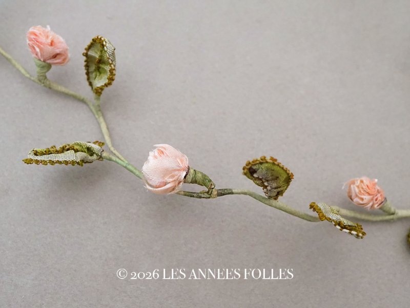 画像1: アンティーク シルク製 薔薇のロココトリム  42cm