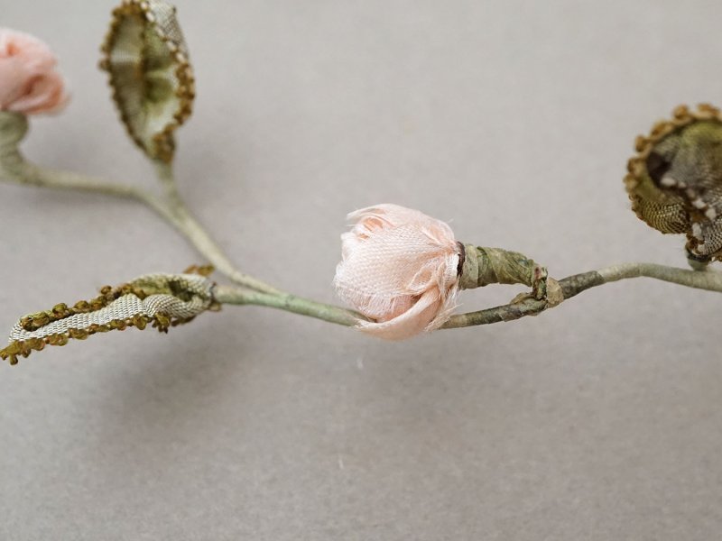 画像5: アンティーク シルク製 薔薇のロココトリム  42cm