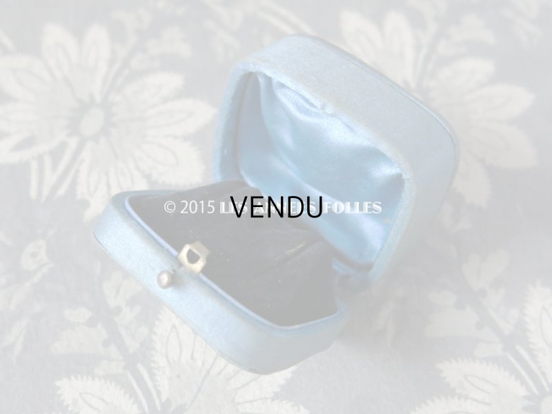 画像7: アンティーク ジュエリーボックス ブルーのシルクサテン地