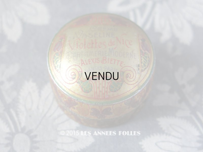 画像1: 1900年代 アンティーク ワセリン缶 ニースの菫 CREME DE VASELINE VIOLETTES DE NICE - PARFUMERIE MODERNE ALEXIS BIETTE -