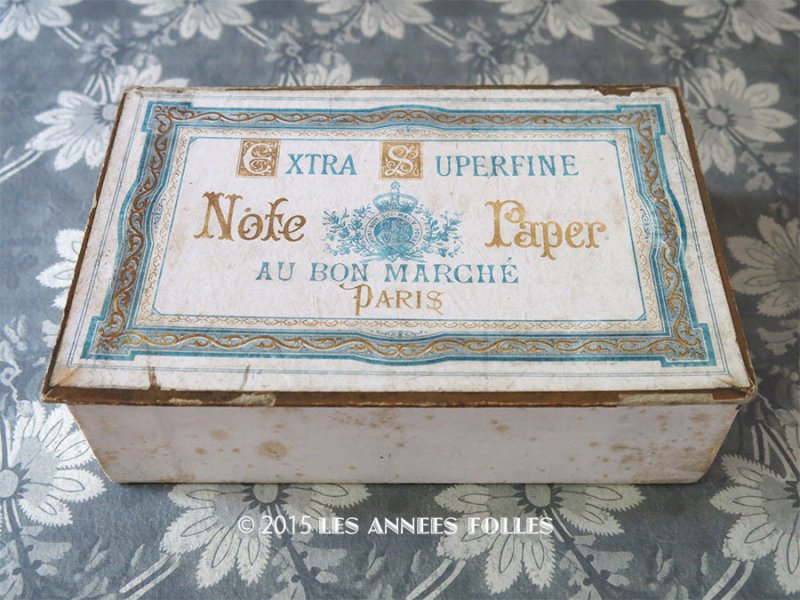 画像1: 1900年代 アンティーク レターセットの紙箱 EXTRA SUPERFINE NOTE PAPER - AU BON MARCHE MAISON BOUCICAUT PARIS -