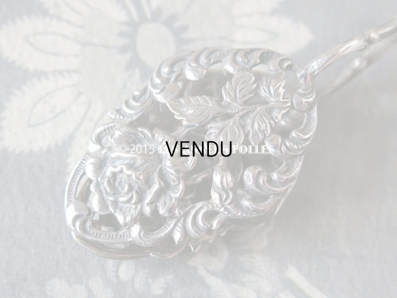 画像5: アンティーク ケーキトング 薔薇模様 シルバー製