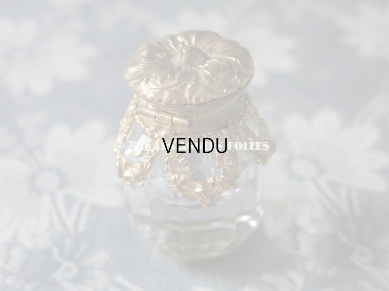 画像6: 19世紀末 アンティーク 小さな インク瓶 薔薇とリボンのガーランド