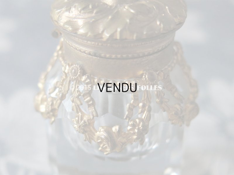 画像3: 19世紀末 アンティーク 小さな インク瓶 薔薇とリボンのガーランド