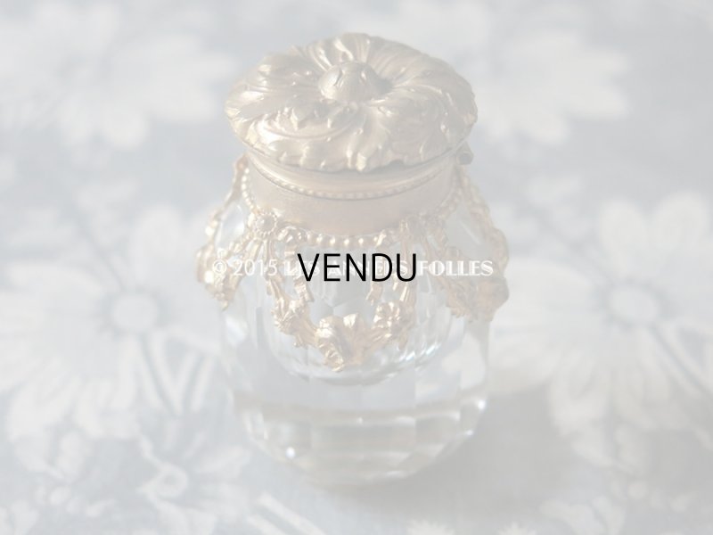 画像8: 19世紀末 アンティーク 小さな インク瓶 薔薇とリボンのガーランド