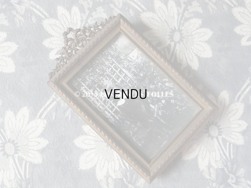 画像3: 19世紀末 アンティーク メタル製 フォトフレーム 花とリボンのガーランド