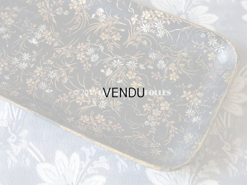 画像4: 19世紀 アンティーク ナポレオン3世 パピエマシェ トレイ 花模様