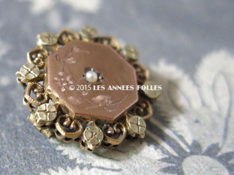 画像2: 19世紀 アンティーク ナポレオン3世 シルバー製 ピンクゴールド コーティング 小さなブローチ 