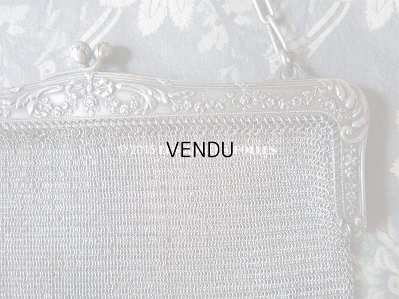 画像9: 1900年代 アンティーク メタルメッシュのバッグ 薔薇とリボンのガーランド