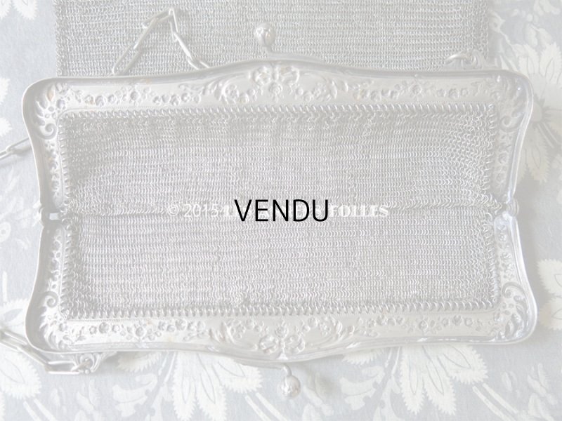 画像3: 1900年代 アンティーク メタルメッシュのバッグ 薔薇とリボンのガーランド