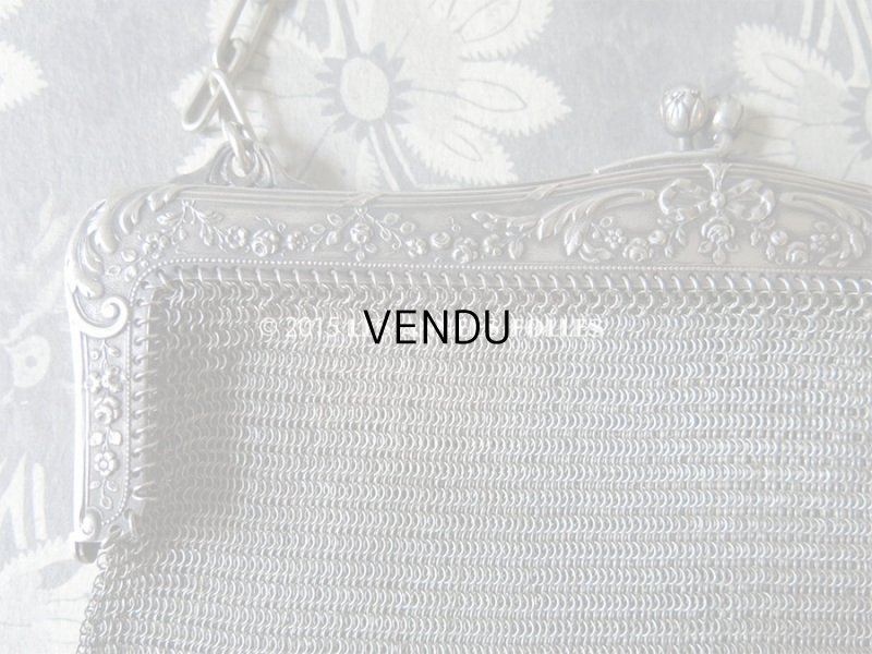 画像7: 1900年代 アンティーク メタルメッシュのバッグ 薔薇とリボンのガーランド