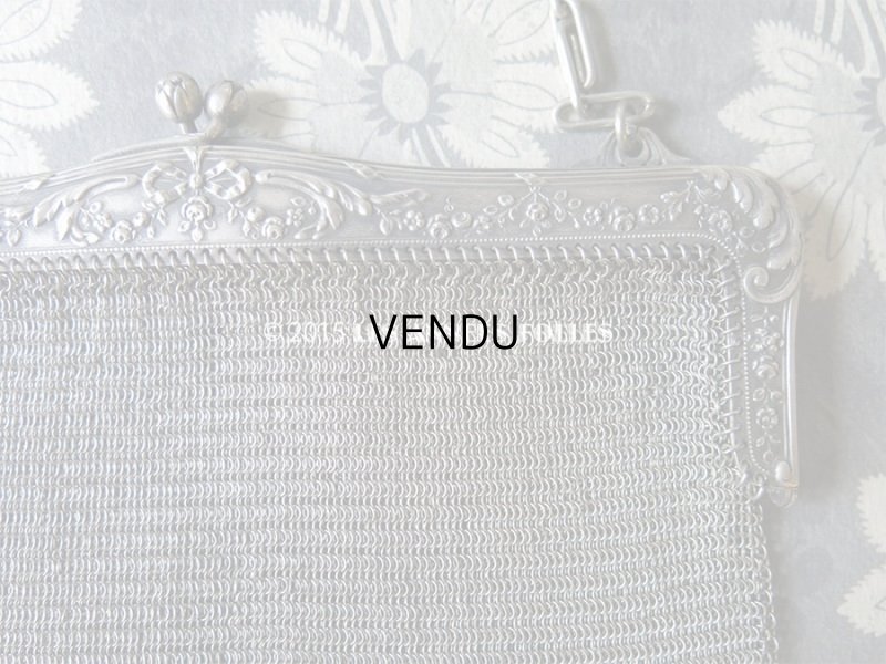 画像12: 1900年代 アンティーク メタルメッシュのバッグ 薔薇とリボンのガーランド