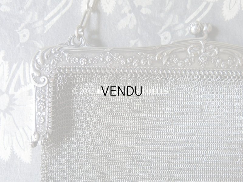 画像10: 1900年代 アンティーク メタルメッシュのバッグ 薔薇とリボンのガーランド