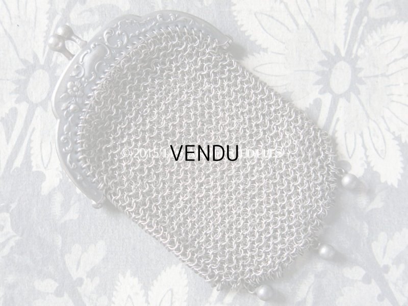 画像4: 1900年代 アンティーク シルバー製 花模様 メタルメッシュ コインケース 仕切り付