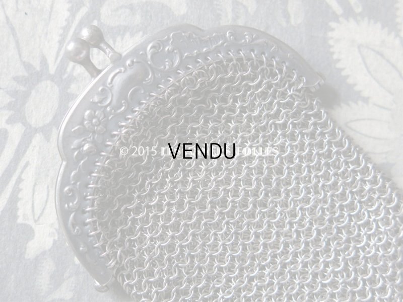 画像5: 1900年代 アンティーク シルバー製 花模様 メタルメッシュ コインケース 仕切り付