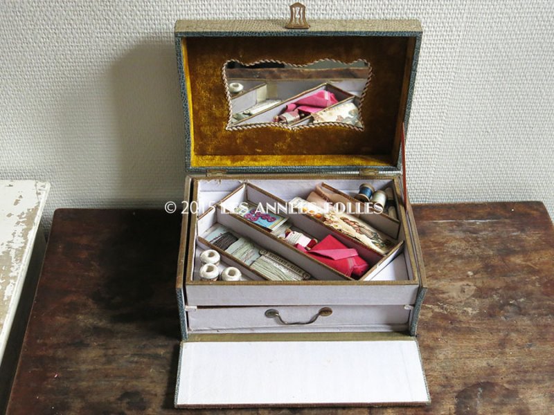 画像3: *蚤の市*19世紀末 アンティーク 大きな裁縫箱 引き出し付き メルスリーの木箱