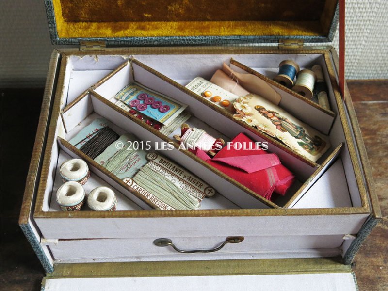 画像5: *蚤の市*19世紀末 アンティーク 大きな裁縫箱 引き出し付き メルスリーの木箱