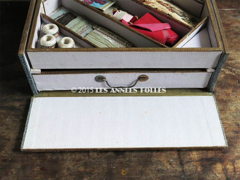 画像6: *蚤の市*19世紀末 アンティーク 大きな裁縫箱 引き出し付き メルスリーの木箱