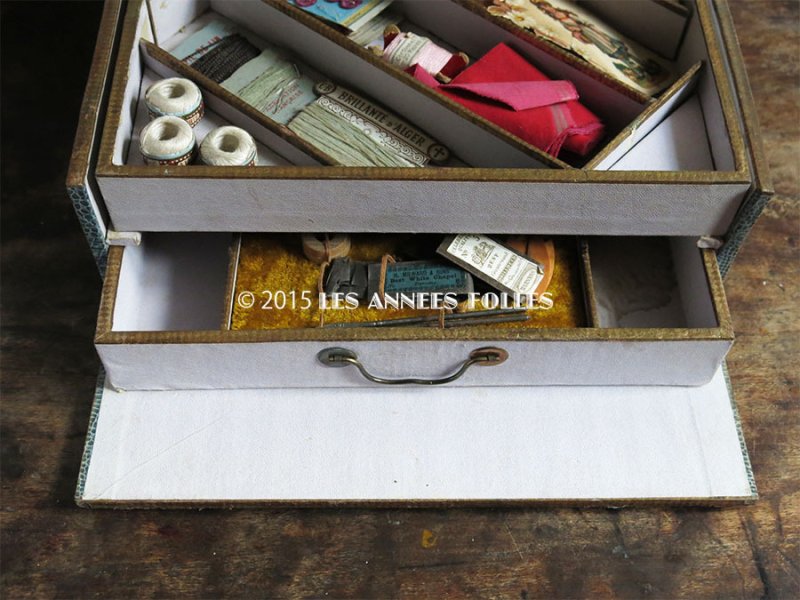 画像7: *蚤の市*19世紀末 アンティーク 大きな裁縫箱 引き出し付き メルスリーの木箱