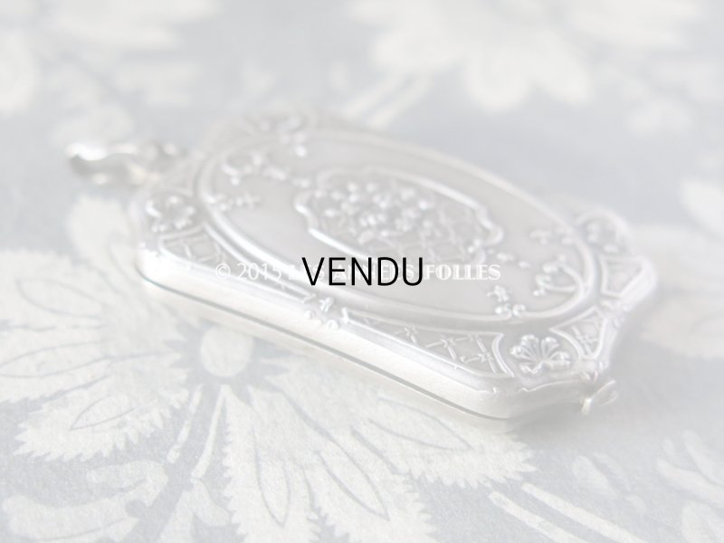 画像4: 1900年代 アンティーク シャトレーヌ 花模様 スライド式 ミラー シルバー製